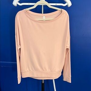 Fabletics Pink Relaxed Boatneck Long Sleeve Shirt
